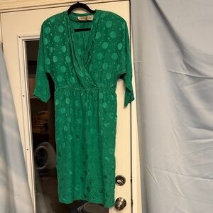 Liz Claiborne Green Patterned Midi Dress